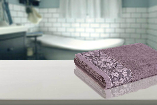 100% Turkish Cotton Hand Towel with Floral Jacquard