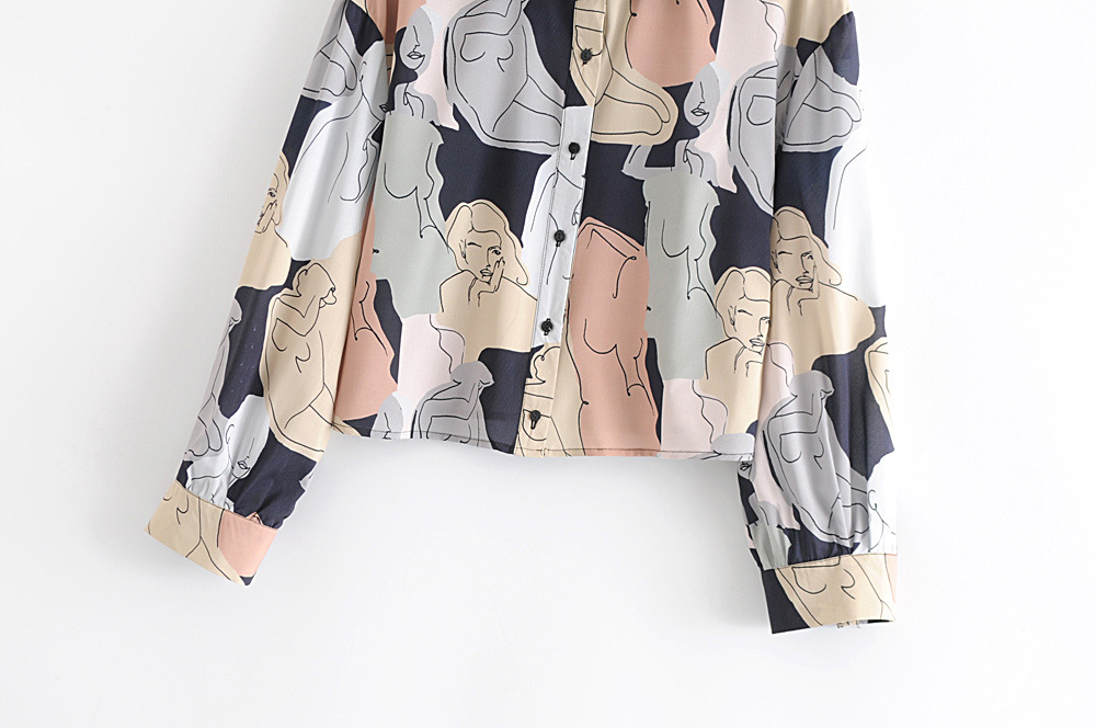 Blusas de gasa estampadas coloridas para mujer Colorful Women Print Chiffon Blouses