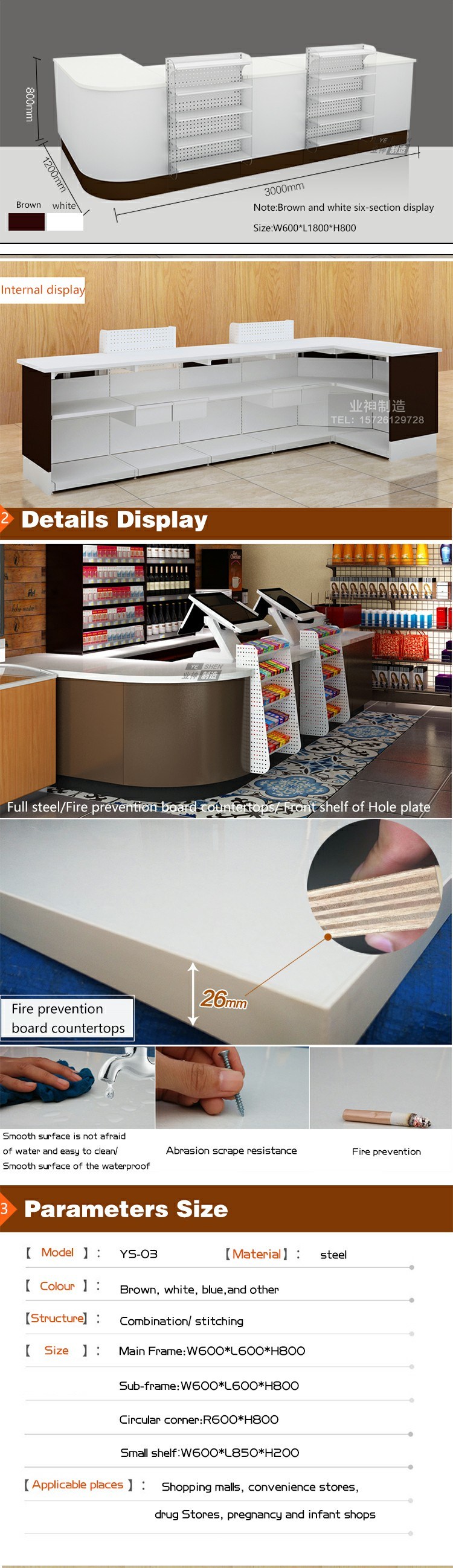 Fashion Design Checkout Counter/ Cashier Desk/Checkout Counter for Supermarket