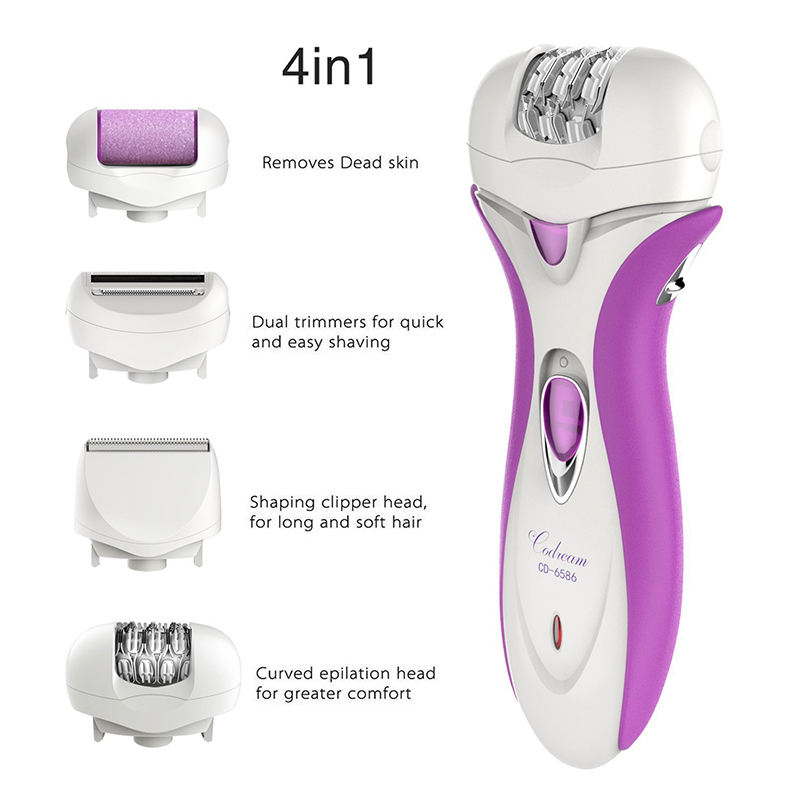 4-in-1 Rechargeable Electric Epilator, Lady Shaver, Callus Remover for Men or Women