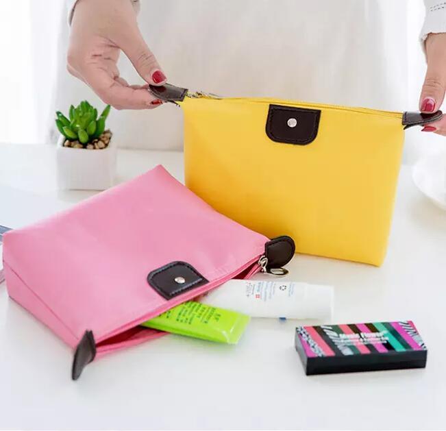 Yellow Travel Pouch Cosmetic Bag Cotton Canvas Lady Makeup Bag