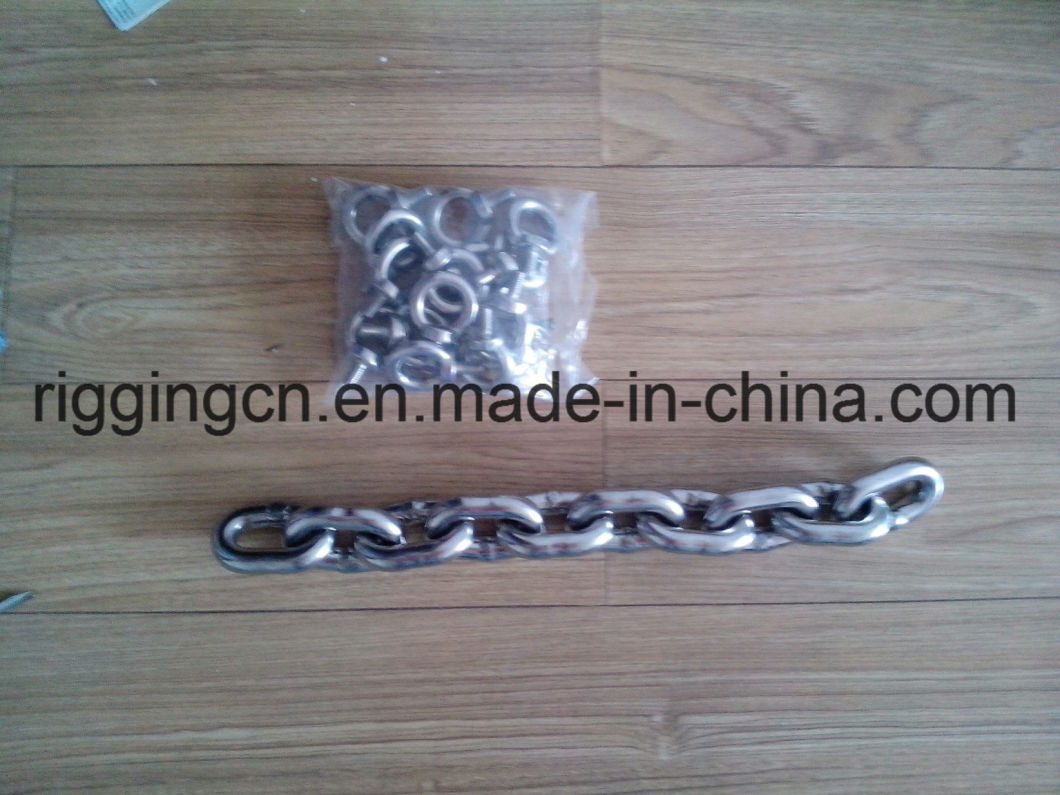 Stainless Steel Link Chain with Plate Eye and Snap Hook