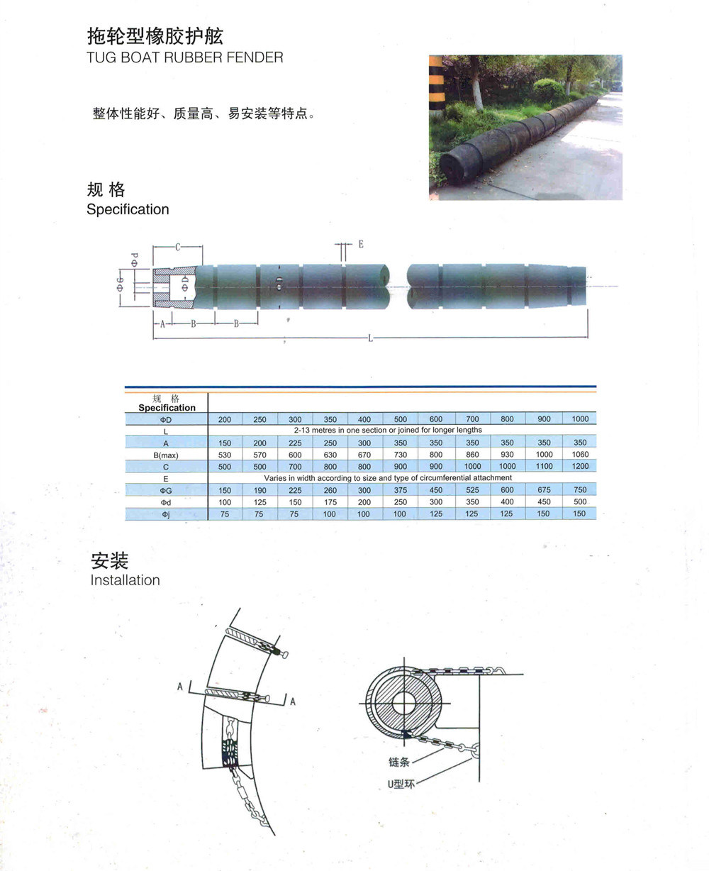 Cylindrical Tug Boat Rubber Fender