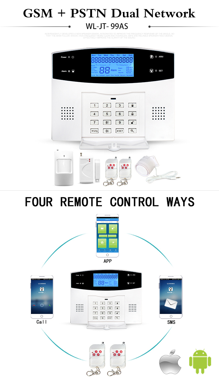 Wireless Personal Smart Home PSTN GSM Burglar Security Alarm
