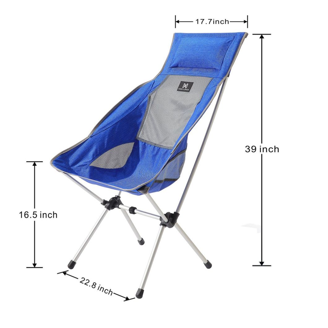 EL Indio Portable Lightweight Folding High Back Camping Chair with Headrest for Outdoor Travel, Beach, Picnic, Backpacking