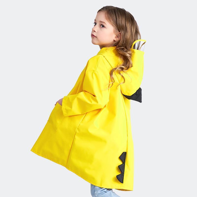 Cute Small Dinosaur Waterproof Polyester Rain Coat Boy and Girls Windproof Poncho Kindergarten Student's Raincoat