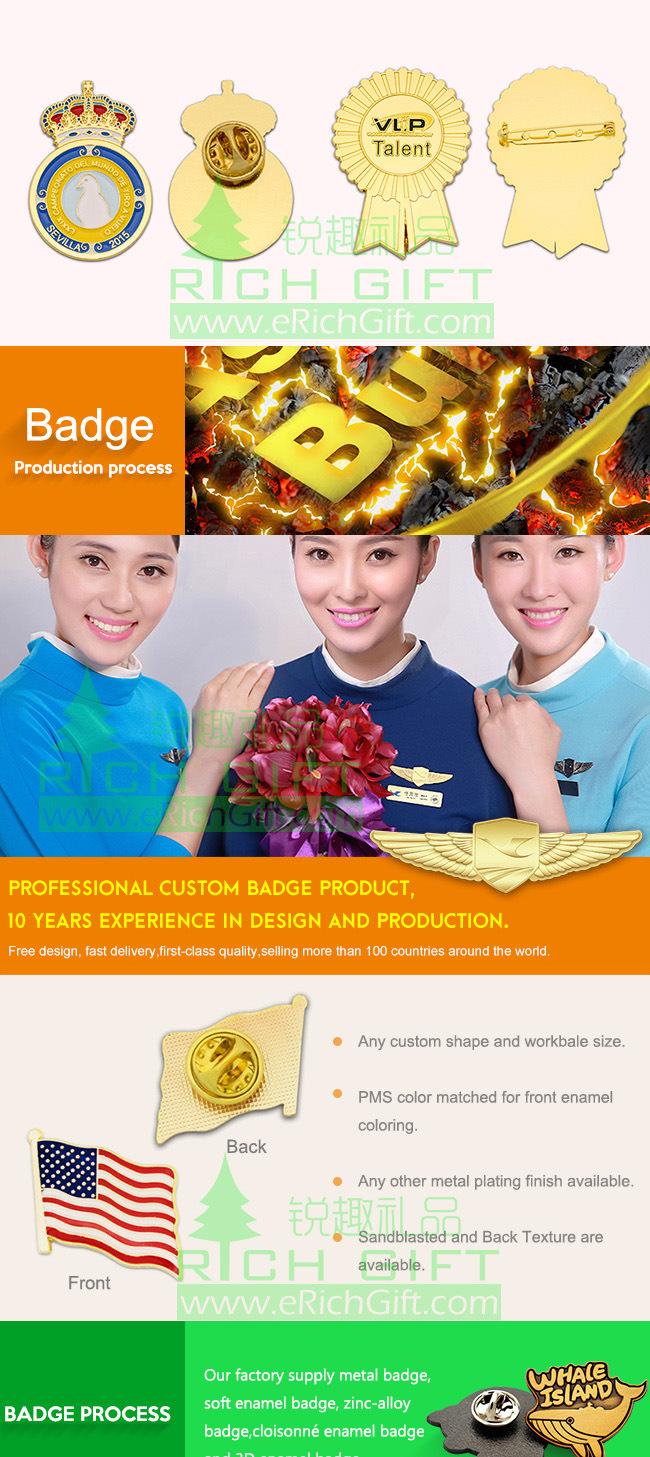 Manufacturer Making Supplies Custom Design Logo Gold Printing Flag Magnetic Brooches Souvenir Metal Enamel Badge Lapel Pin No Minimum for Promotional Gifts