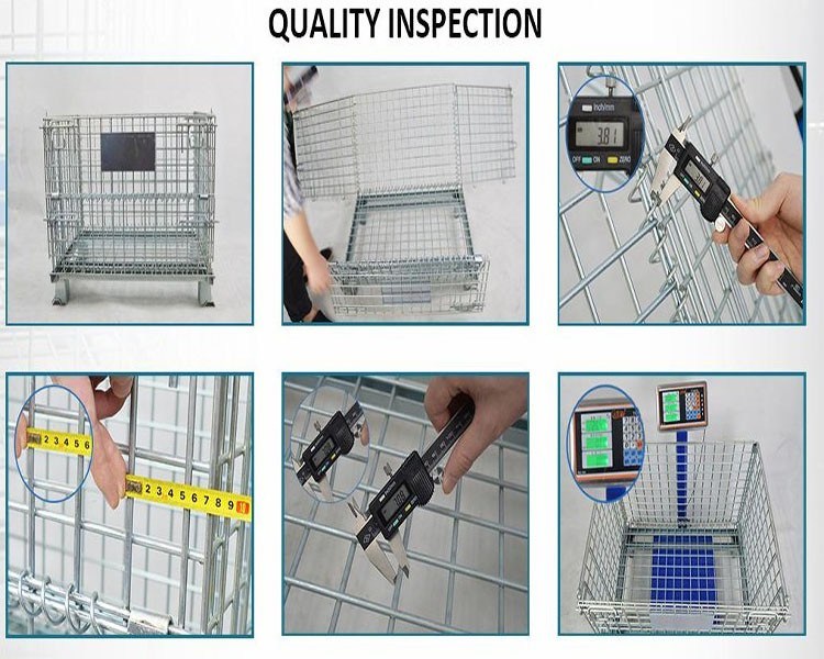 Folable Collapsible Metal Wire Mesh Box Storage Cage with Truckle