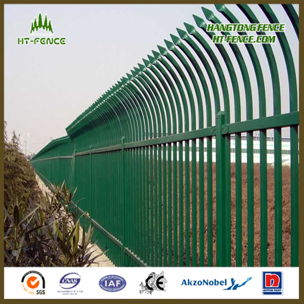 China Professional Hot Dipped Galvanized and Powder Coated/Paint Pressed Spear Top Railway Fencing/ Wrought Iron Fence