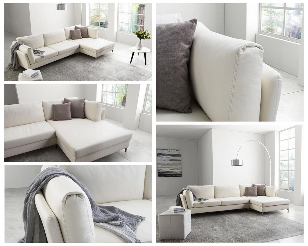 Leisure Modern Feather Leather Corner Sofa