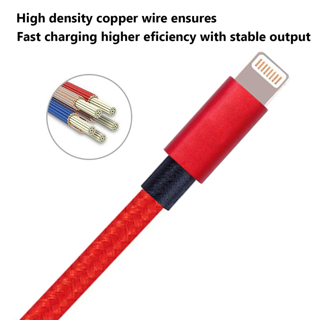 Nylon Braided 8 Pin Lightning Cable USB Charging Cord with Aluminum Connector for iPhone