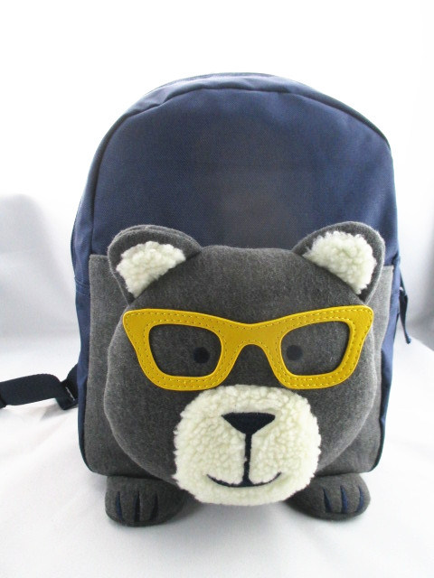 Boys Bear Head Navy Blue Polyester Backpack