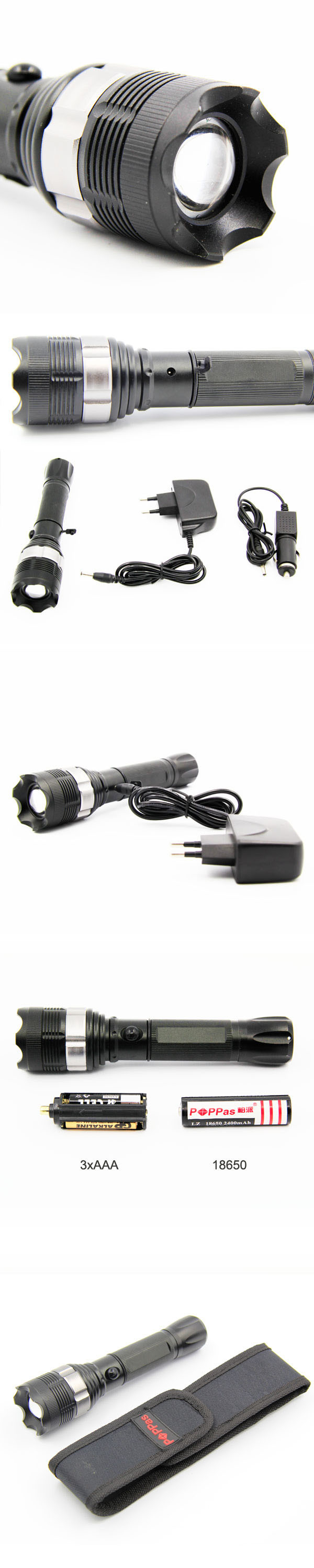 18650 Rechargeable XP-E Police LED Flashlight