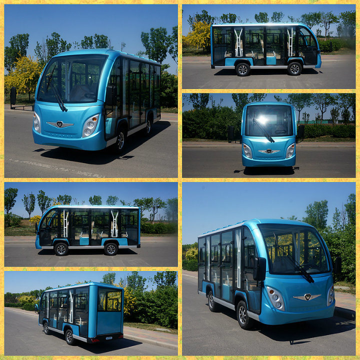 Zhongyi 11 Passengers Enclosed off Road Battery Powered Classic Shuttle Electric Vehicle with High Quality