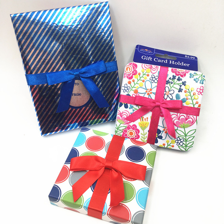 Customized Gift Wrapping Bows Polyester Satin Elastic Ribbon with Band