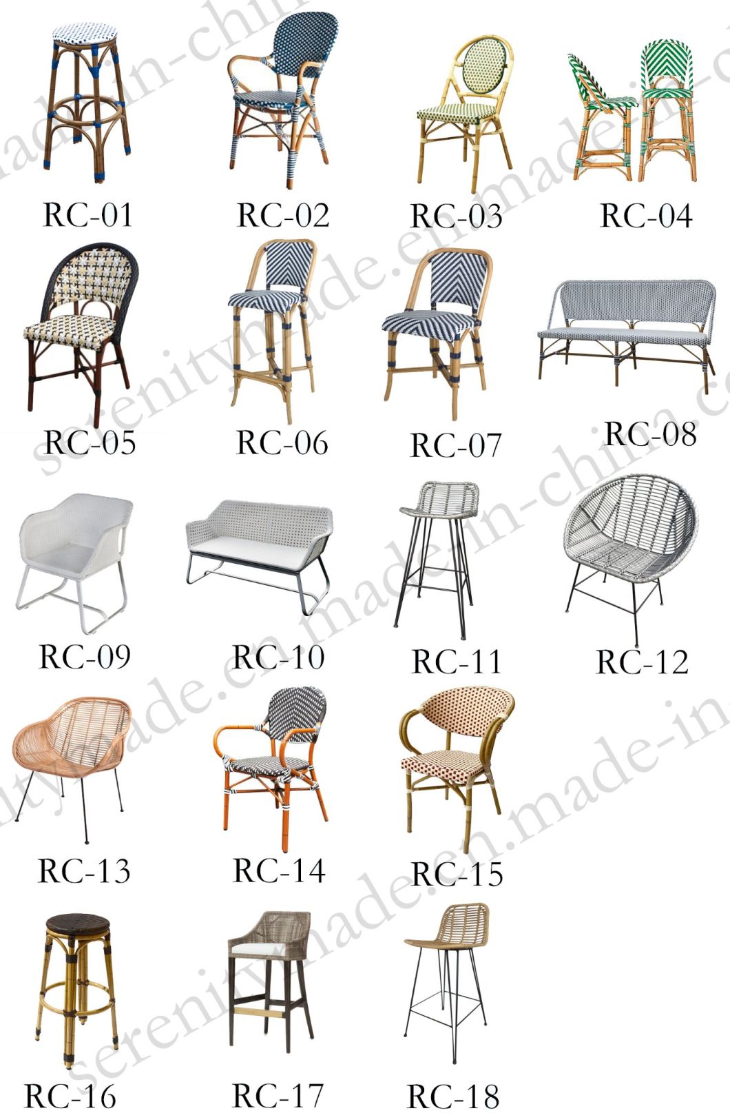 Wholesale Outdoor Furniture Bistro Metal Frame Rattan Chair Bar Stool