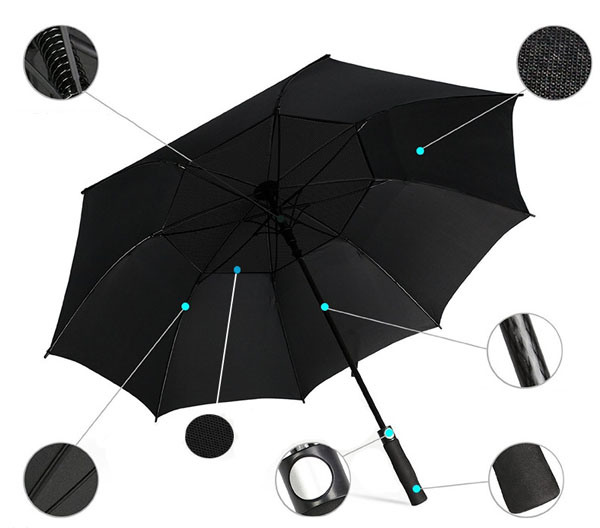 2018 Hot Selling Double Layer Multi-Color Windproof Golf Umbrella