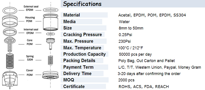 High Pressure Cartridge-Style Non Return Valve Function Spring Check Valve