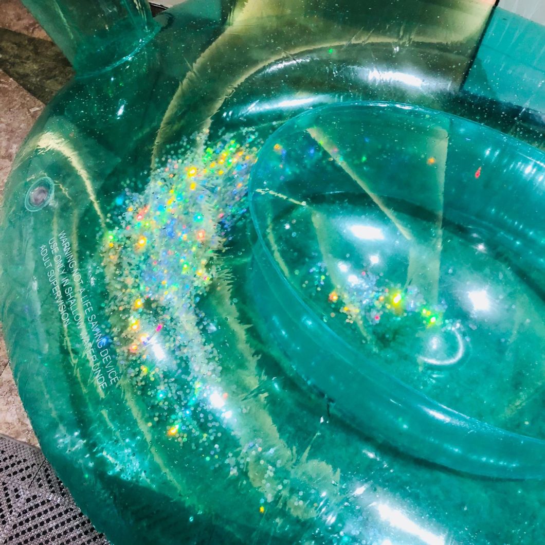 Inflatable Crystal Green Unicorn Float with Glitter