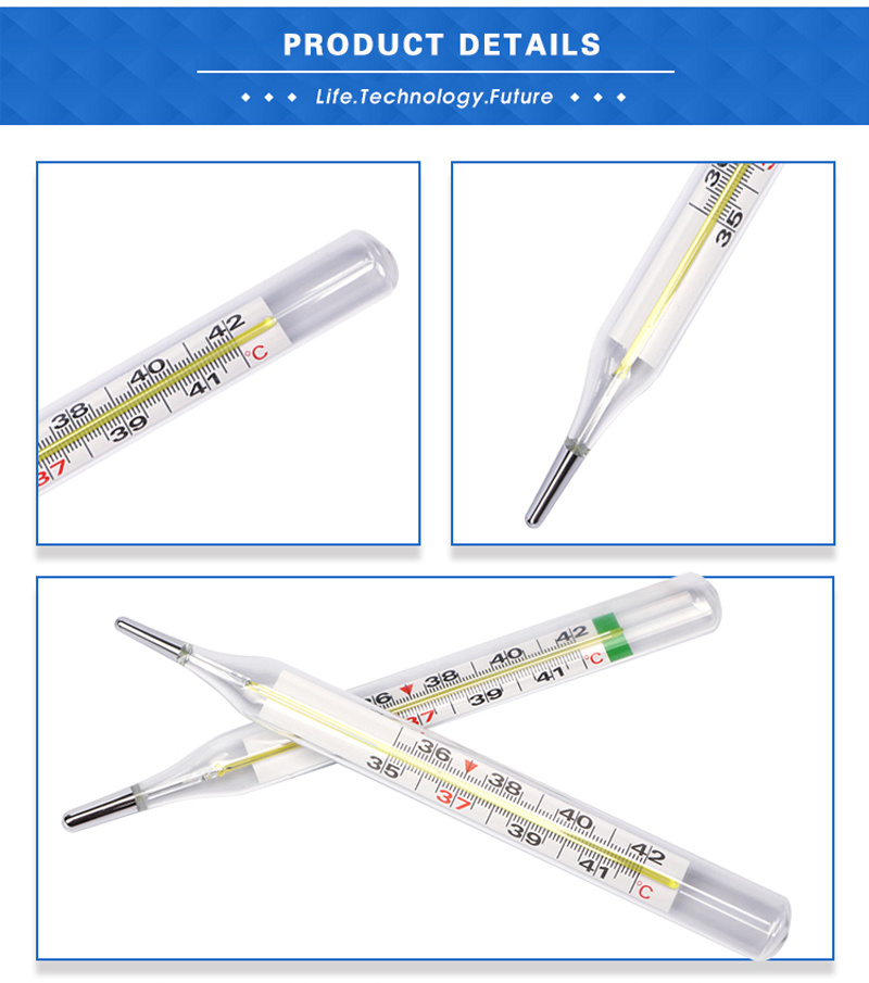 Armpit Flat Glass Clinical Thermometers with Mercury Free