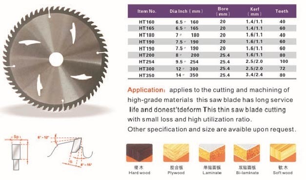 Wood Working Circular Saw Blade, Tct Saw Blade for Wood Plywood Laminated Panel