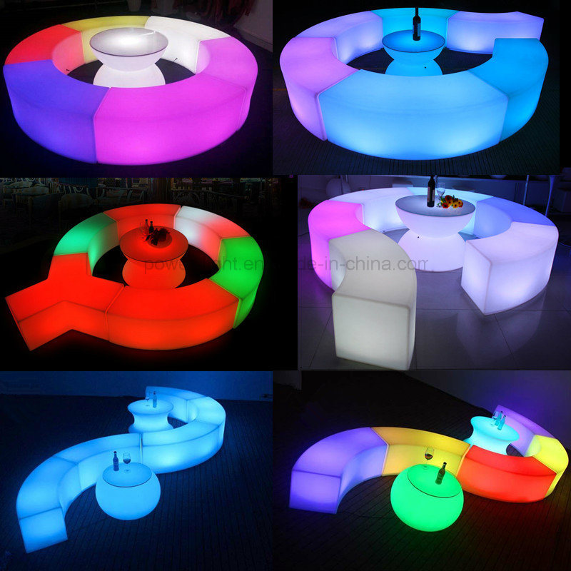 Lounge Furniture Color Changing RGB Lighted Bar LED Semi Circular Bench