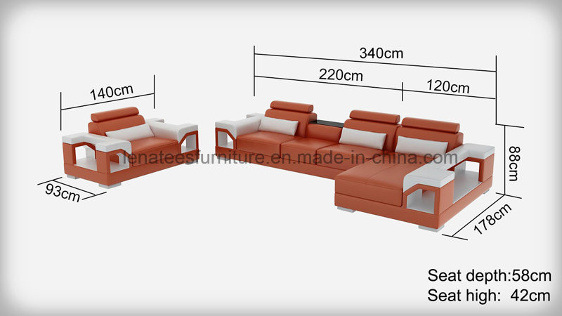 G8010e New Model Leather Sectional Sofa