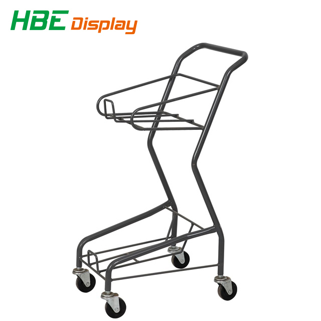 2-Tier Double Basket Shopping Basket Trolley