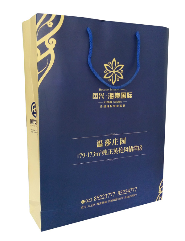 Offset Printing Paper Hand Bag with Silk Ribbon