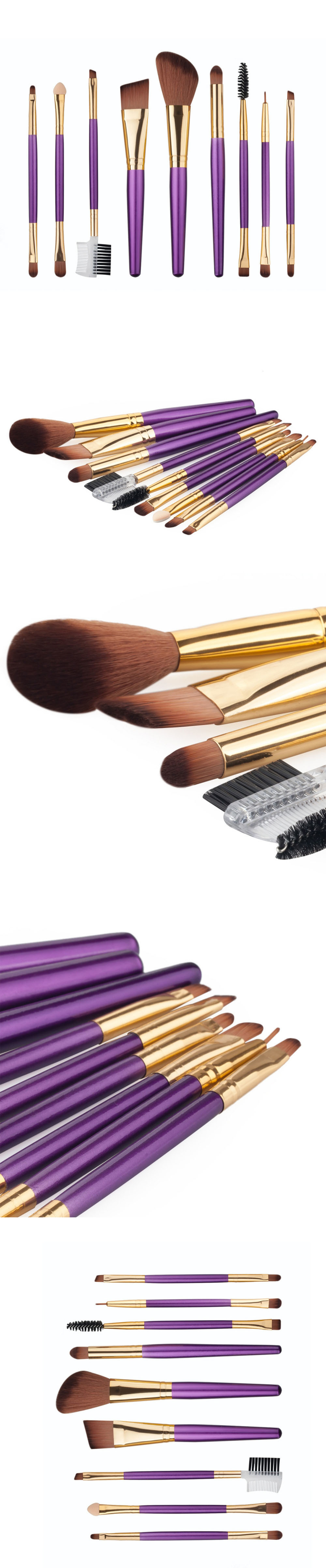 Free Samples Professional Private Label Custom Personalised Logo Purple 9PCS Set Makeup Brush