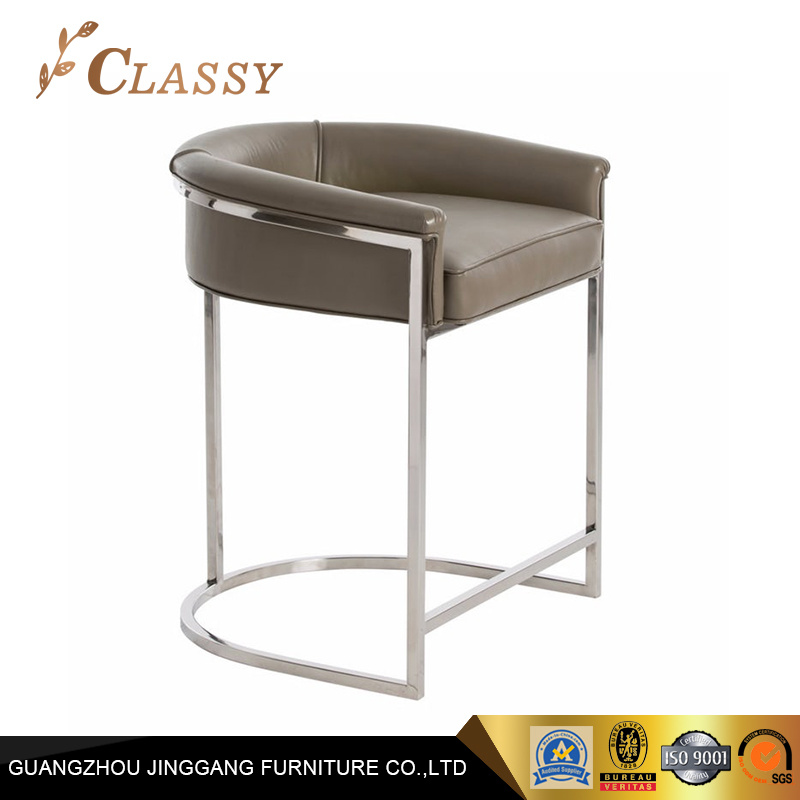 Modern Bar Furniture Leather Bar Stool with Silver Base