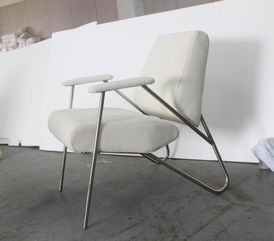 Shiny Stainless Steel Frame White Fabric Luxury Dining Chair