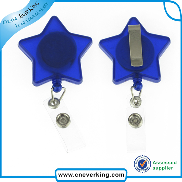 Pvs Strap Star Shape Plastic Badge Reel Promotion Gift
