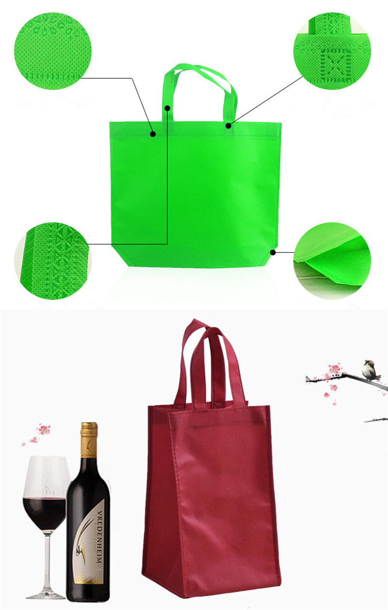 OEM Custom Logo Printing Recyclable PP Non-Woven Non Woven Handbags Foldable Promotion Tote Wine Bag for Shopping