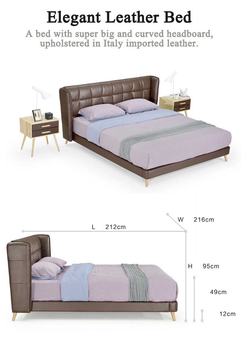 Modern Fashion and Luxury Leather Bed (HC-E872)