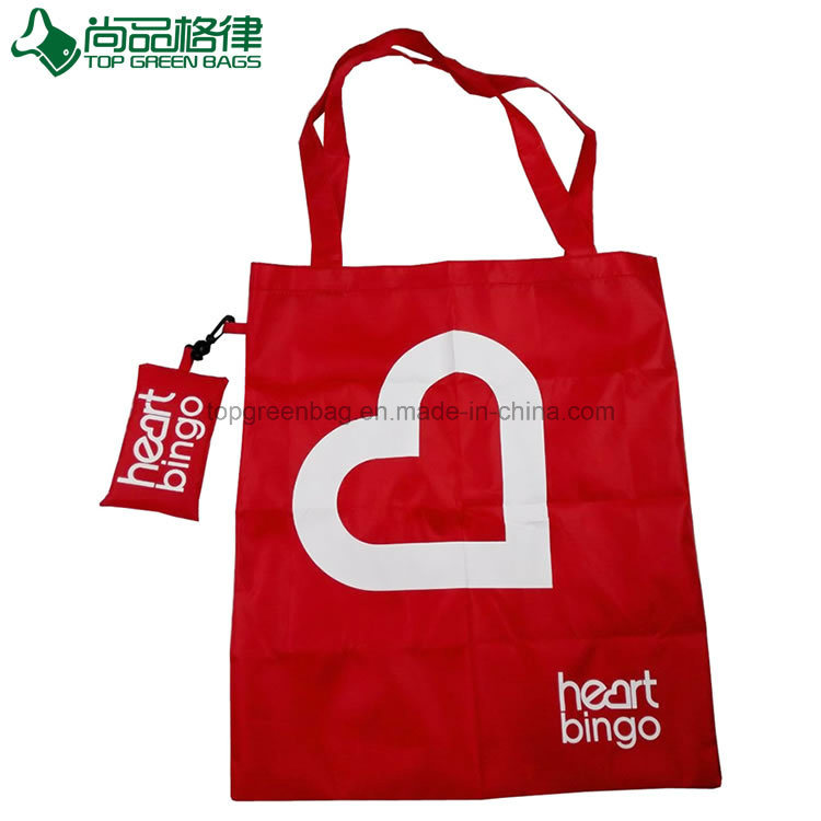 Promotional Eco Friendly Polyester Gift Shopping Tote Grocery Foldable Bag