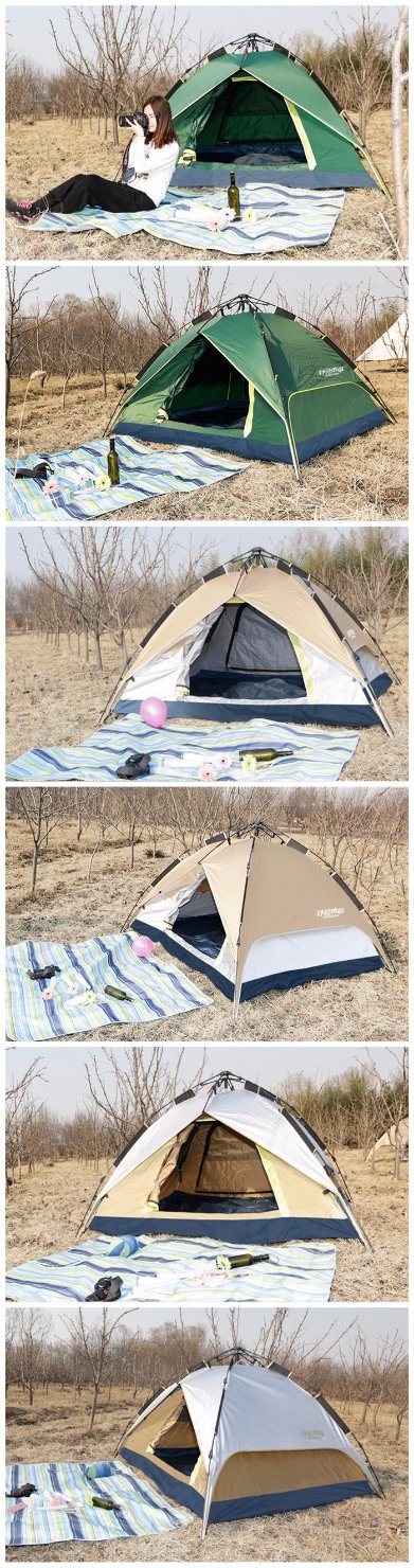 Camping Tent Waterproof Windproof Outdoor Hiking 3 Person Automatic Instant Pop up Tent