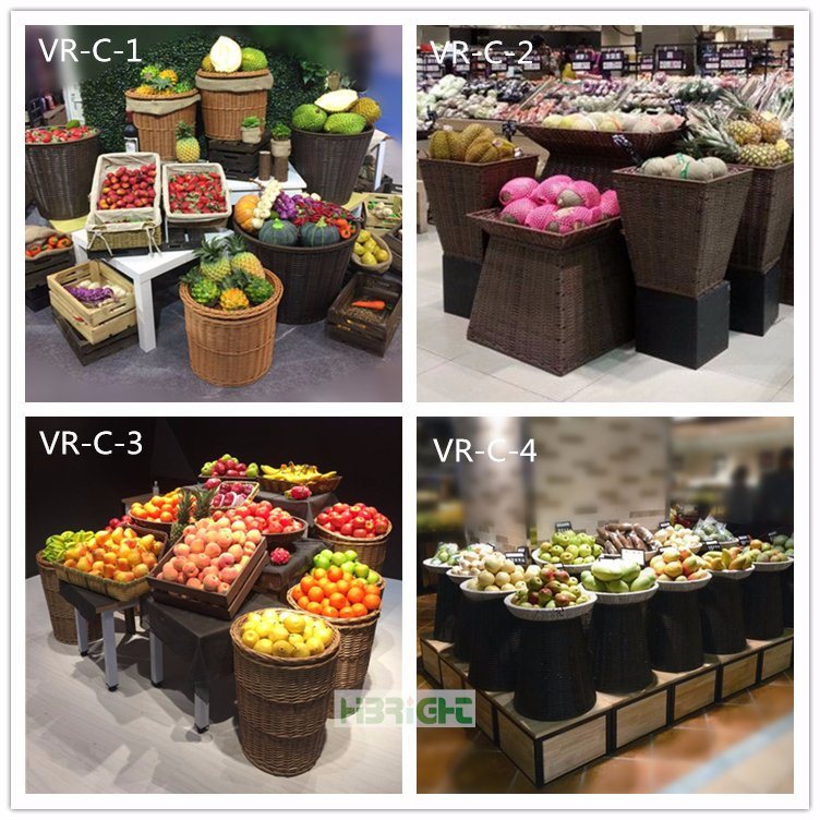 Hypermarket Wooden Display Stand for Fruits and Vegetables