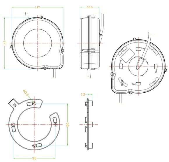 Hot Sale China Supplier 5m 3c Retractable 110V Cable Reel