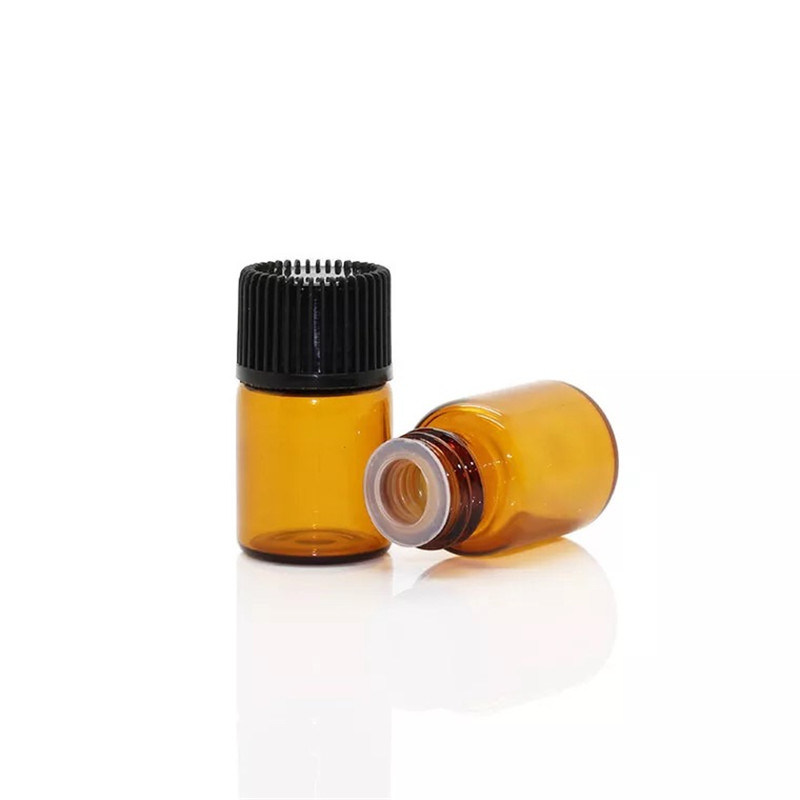 1ml/2ml/3ml Mini Amber Blue White Transparent Glass Essential Oil Reagents Refillable Sample Bottle Brown Glass Vials with Cap