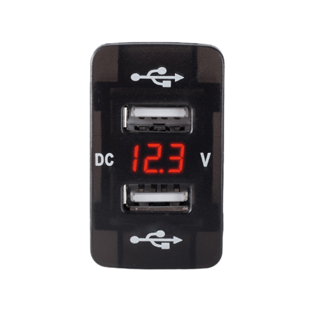 DC 12-24V Dual USB Port Car Charger Cigarette Lighter Socket Power Adapter with LED Digital Voltmeter Meter Monitor for Honda