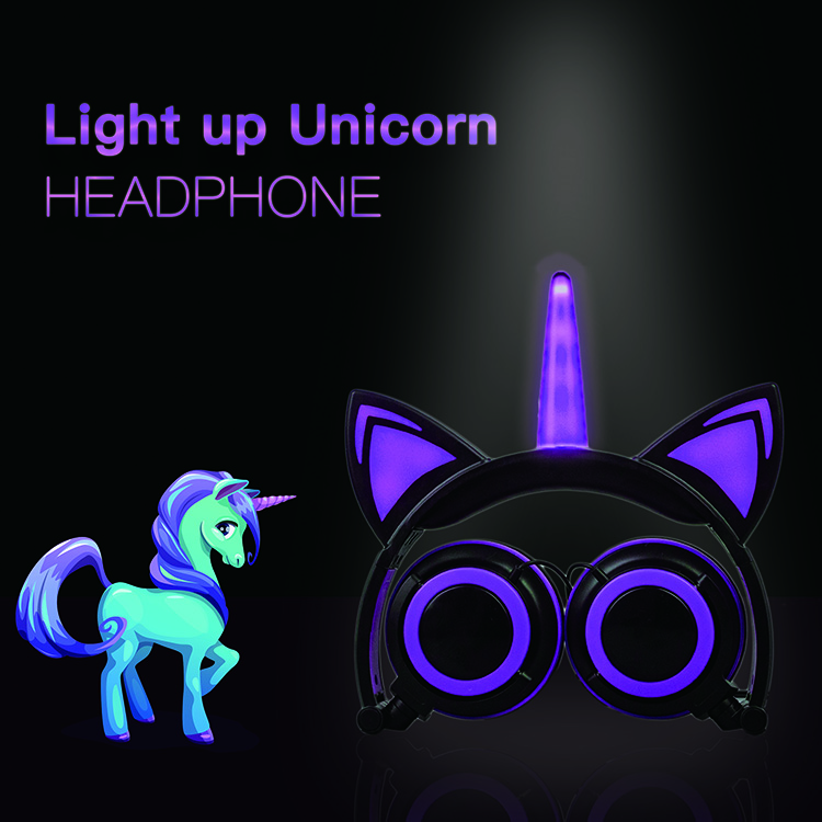 LED Unicorn Fans Directly Cat Ear Headphone Children LED Unicorn Fans Directly Cat Ear Headphone Children
