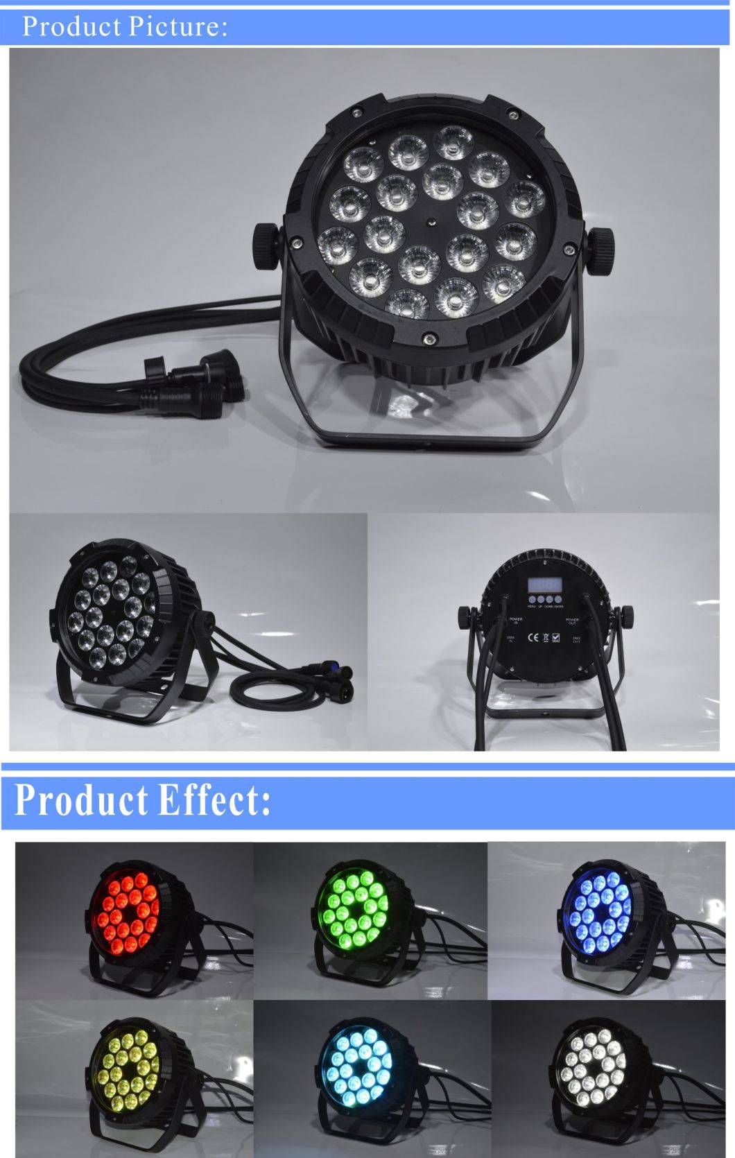 LED Waterproof 18PCS Rgbwauv 6in1 Zoom LED PAR Light