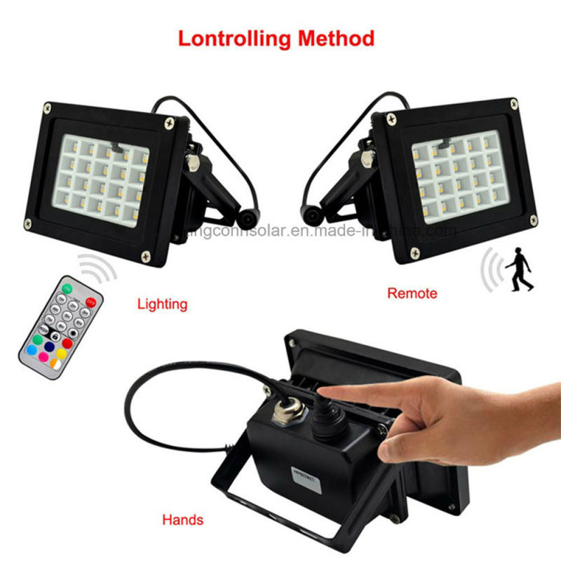 Outdoor Security 20 LED Lamp RGB Solar Panel Flood Light for Colorful Decoration Lighting