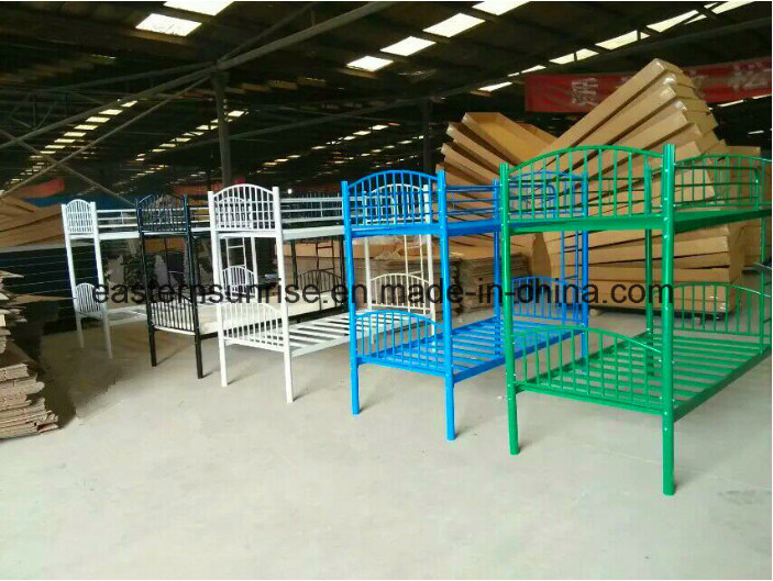 Powder-Coated Metal Bunk Bed Made of Iron Tubes