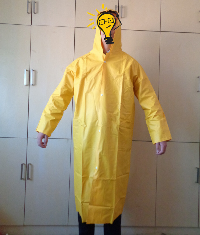 Long Yellow Rainwear Poncho PVC Raincoat