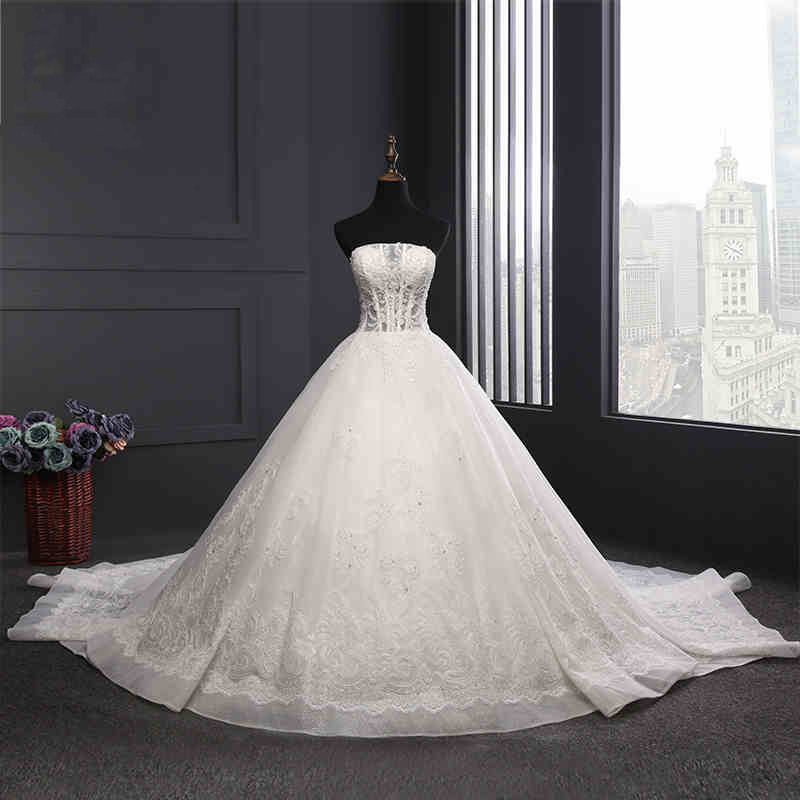 Strapless Beading Sequin Ball Bridal Wedding Dress