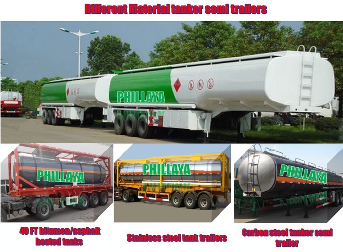 Tri-Axle 21000 - 60000 Liters Carbon Steel Semi Trailer Fuel Tank