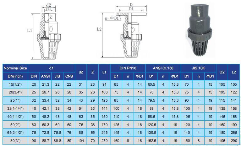 Union PVC Foot Valve for Water