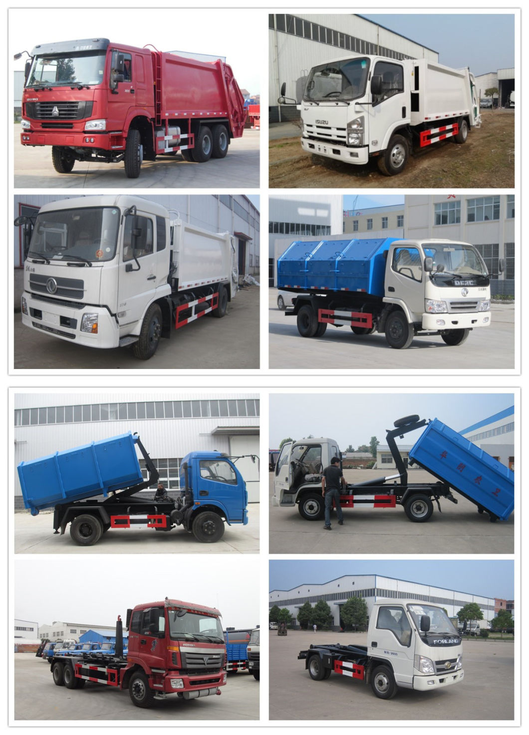 Foton 4X2 Compactor Garbage Truck with Rear Loading Bins